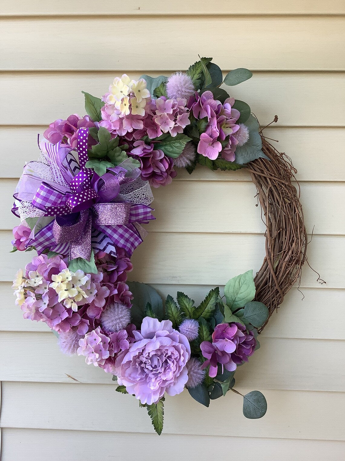 RTS Peony and Hydrangea Wreath, Hydrangea Wreath, Front Door Wreath, New Home Door Wreath, Hydrangea Wreaths, sold Ready to Ship