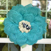 Turquoise Blue Mesh Flower Wreath for Front Door with Butterfly