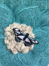 Turquoise Blue Mesh Flower Wreath for Front Door with Butterfly