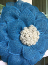 Blue Mesh Flower Wreath for Front Door