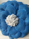 Blue Mesh Flower Wreath for Front Door