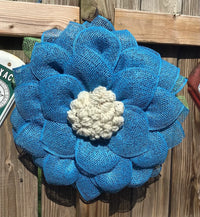 Blue Mesh Flower Wreath for Front Door