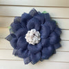 Navy Blue Mesh Flower Wreath for Front Door with Dragonfly