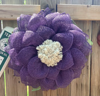 Purple Mesh Flower Wreath for Front Door, Spring Wreath