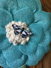 Turquoise Blue Mesh Flower Wreath for Front Door with Butterfly