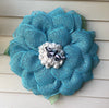 Turquoise Blue Mesh Flower Wreath for Front Door with Butterfly