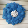 Blue Mesh Flower Wreath for Front Door