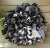 Black and White Plaid Mesh Rooster Wreath