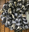 Black and White Plaid Mesh Rooster Wreath