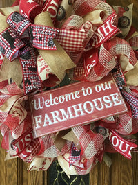 Welcome to Our Farmhouse Mesh Wreath