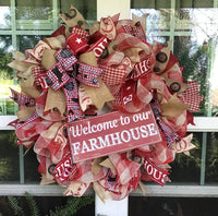 Welcome to Our Farmhouse Mesh Wreath