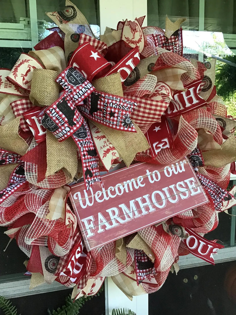 Welcome to Our Farmhouse Mesh Wreath