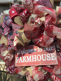 Welcome to Our Farmhouse Mesh Wreath