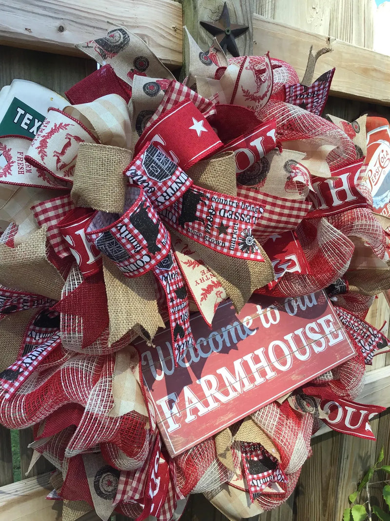 Welcome to Our Farmhouse Mesh Wreath