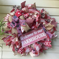 Welcome to Our Farmhouse Mesh Wreath