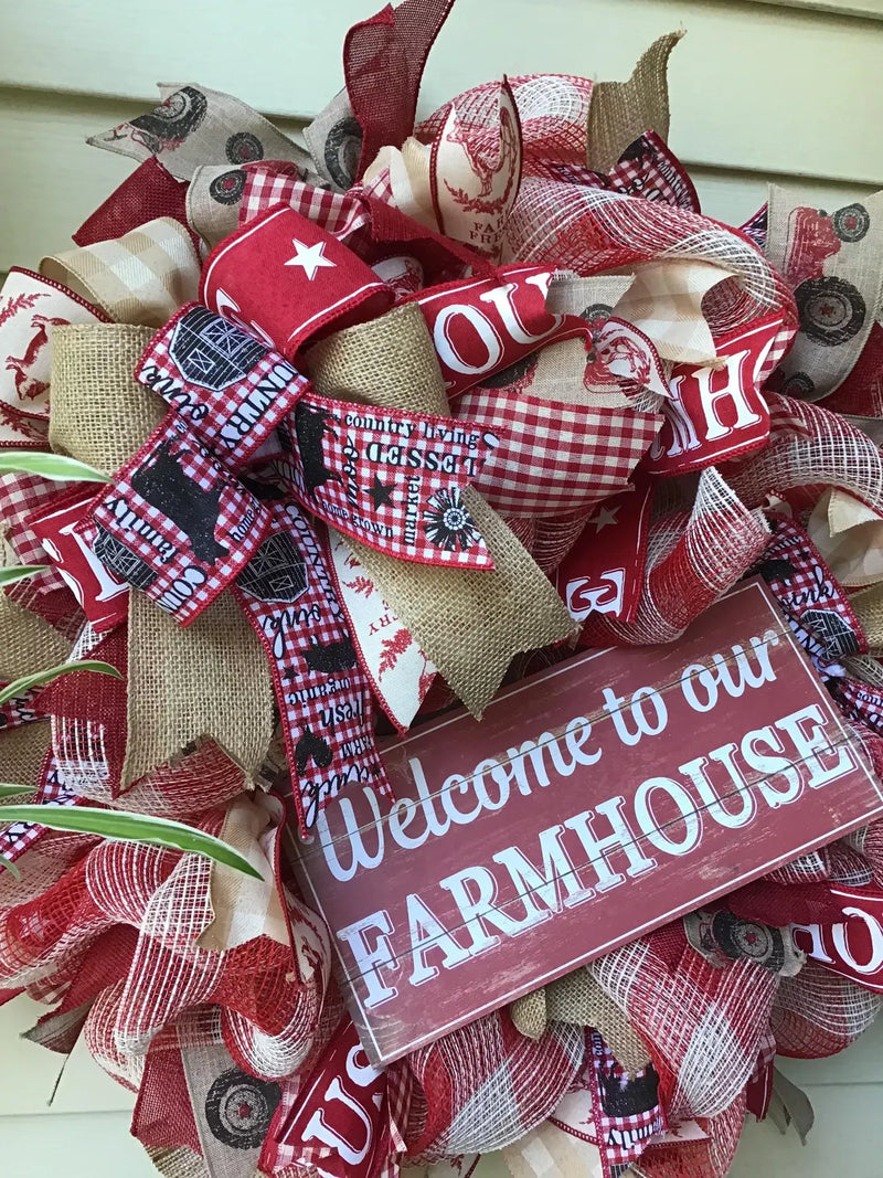 Welcome to Our Farmhouse Mesh Wreath