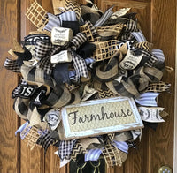 Black & Tan Farmhouse Mesh Wreath