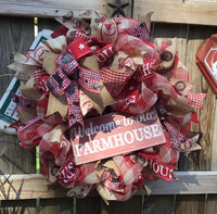 Welcome to Our Farmhouse Mesh Wreath