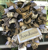 Black & Tan Farmhouse Mesh Wreath