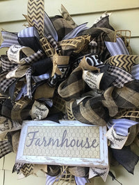 Black & Tan Farmhouse Mesh Wreath