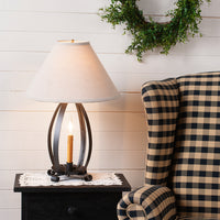 Lizzie Ross Lamp in Smokey Black with Linen Tapered Shade **BACKORDERED UNTIL SEPTEMBER 2025**
