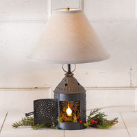 Paul Revere Lamp in Black with Ivory Linen Shade