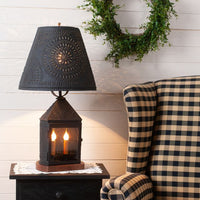 Punched Tin 14-Inch Empire Shade with Chisel Design in Textured Black