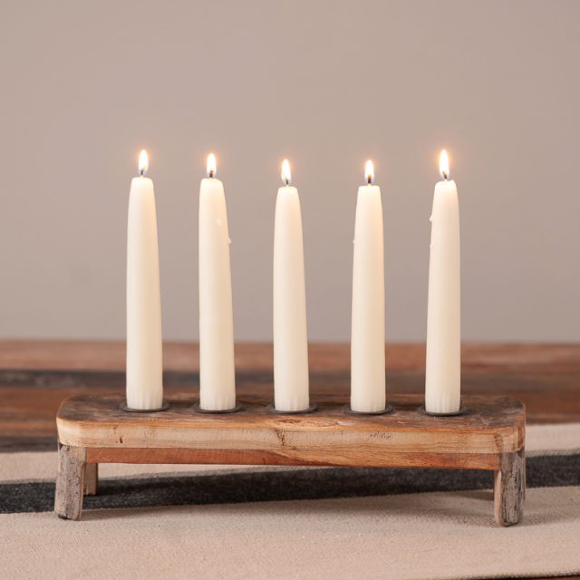 Raised Vintage Wood Five Candle Centerpiece