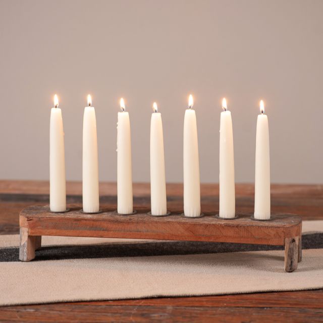 Raised Vintage Wood Seven Candle Centerpiece