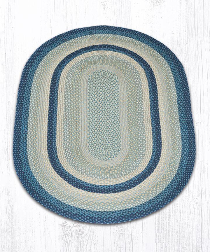 Breezy Blue/Taupe/Ivory Braided Jute Rugs C-362