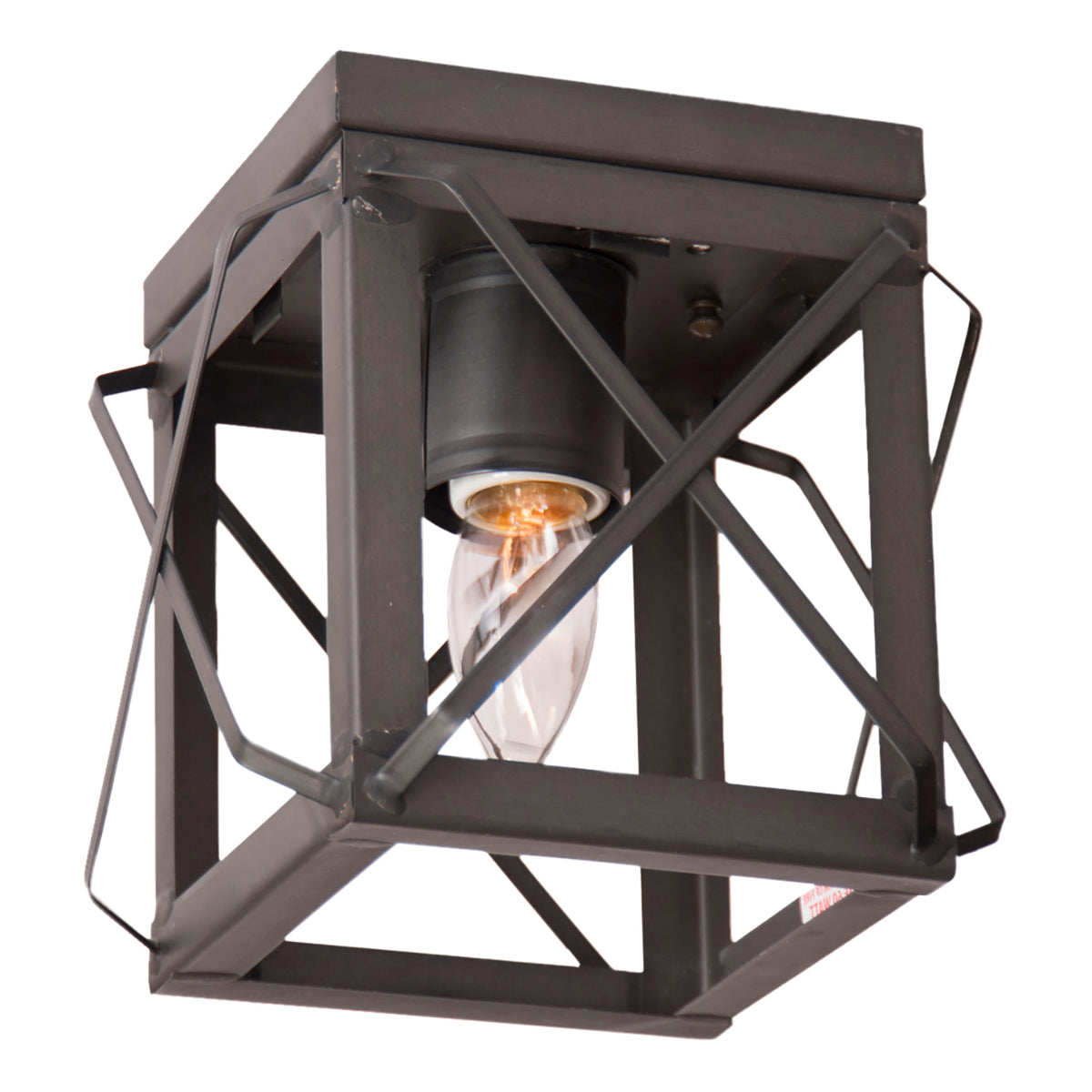 Single Ceiling Light with Folded Bars in Kettle Black