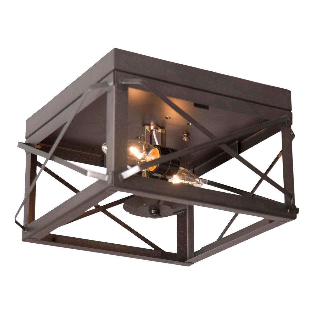 Double Ceiling Light with Folded Bars in Kettle Black