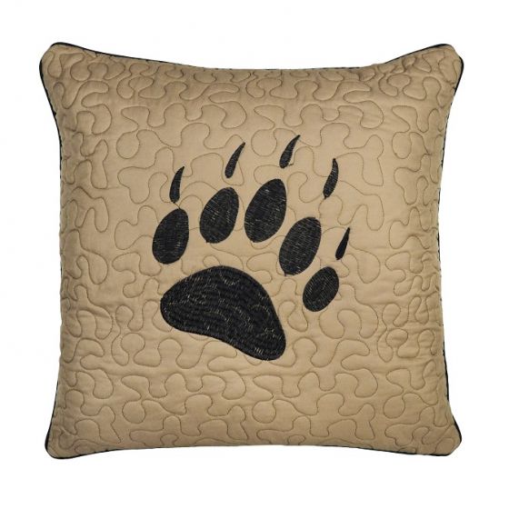 Donna Sharp Bear Walk Rustic Lodge Quilted Collection Bear Paw Pillow