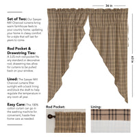 Sawyer Mill Charcoal Plaid Prairie Short Panel Set of 2 63x36x18