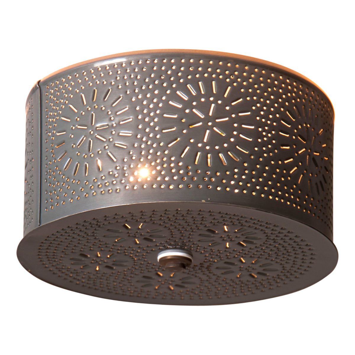 Round Ceiling Light with Chisel in Country Tin