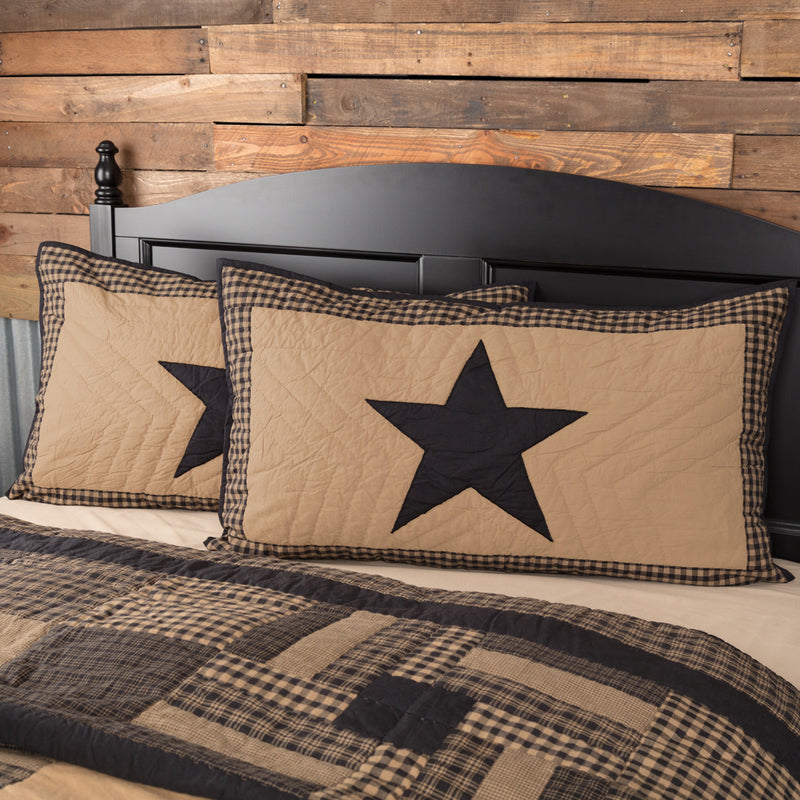 Black Check Star Quilted Collection KING SHAM