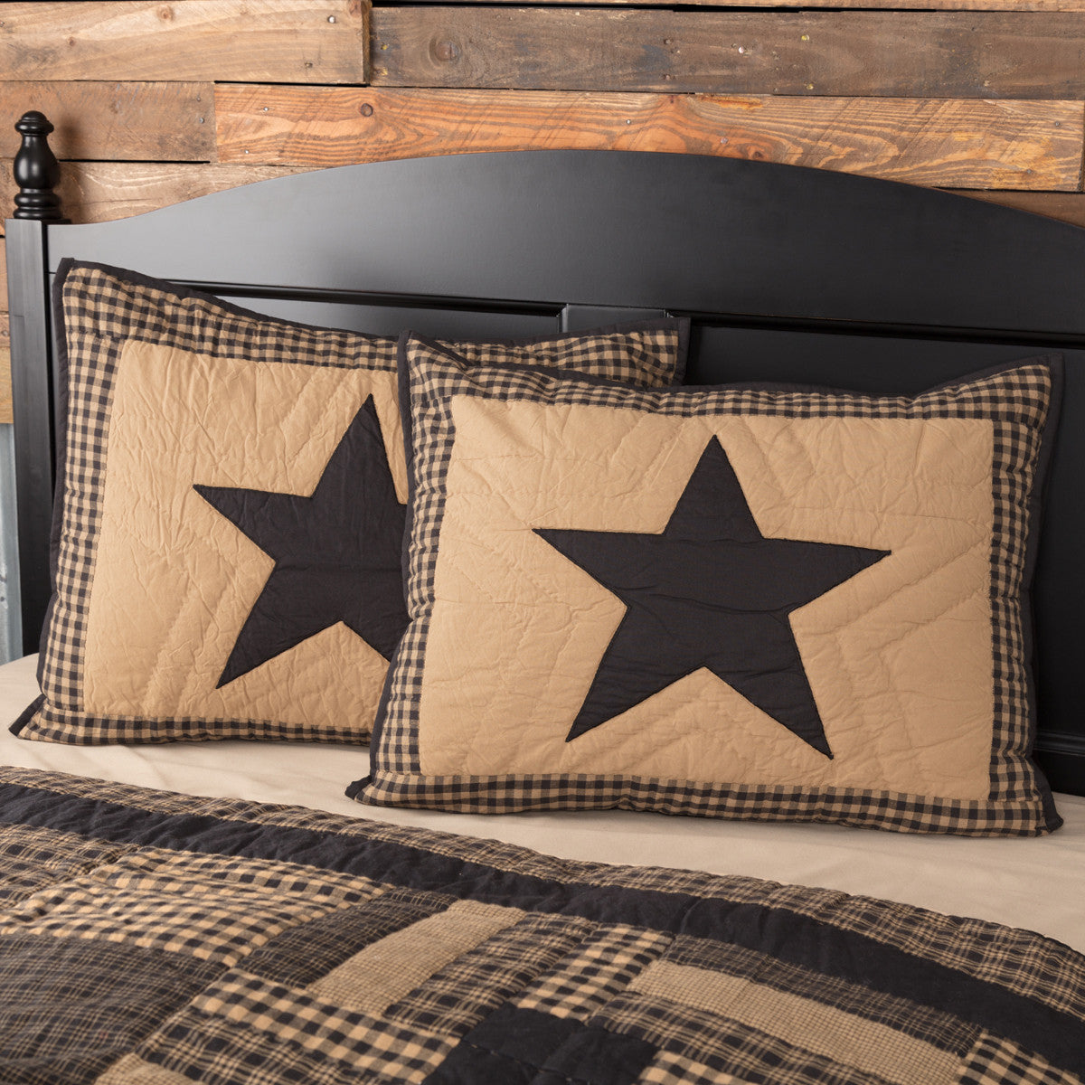 Black Check Star Quilted Collection STANDARD SHAM
