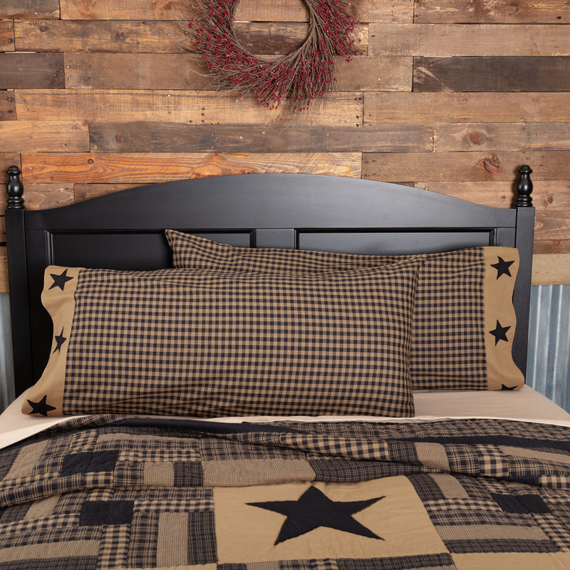 Black Check Star Quilted Collection KING PILLOW CASES