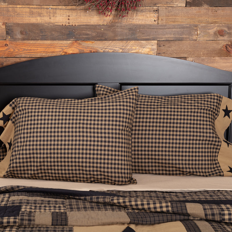 Black Check Star Quilted Collection STANDARD PILLOW CASES