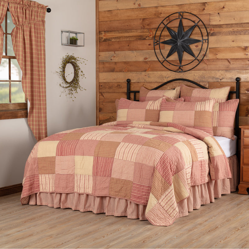 Sawyer Mill Red Quilted Collection - red and tan patchwork in a farmhouse motif