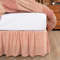 Sawyer Mill Red Ticking Stripe King Bed Skirt 78x80x16
