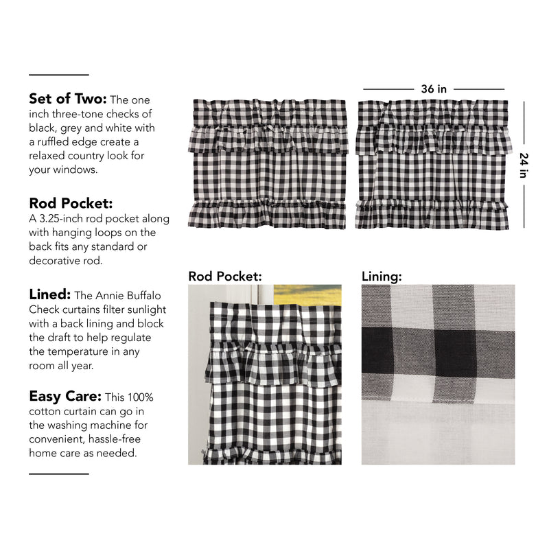 Annie Buffalo Black Check Ruffled Tier Set of 2 L24xW36