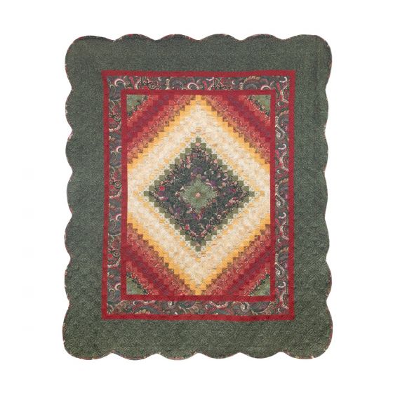 Donna Sharp Spice Postage Stamp Country Primitive Quilted Collection Throw