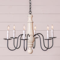 6-Arm Large Norfolk Wood Chandelier in Rustic White