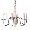 6-Arm Large Norfolk Wood Chandelier in Rustic White