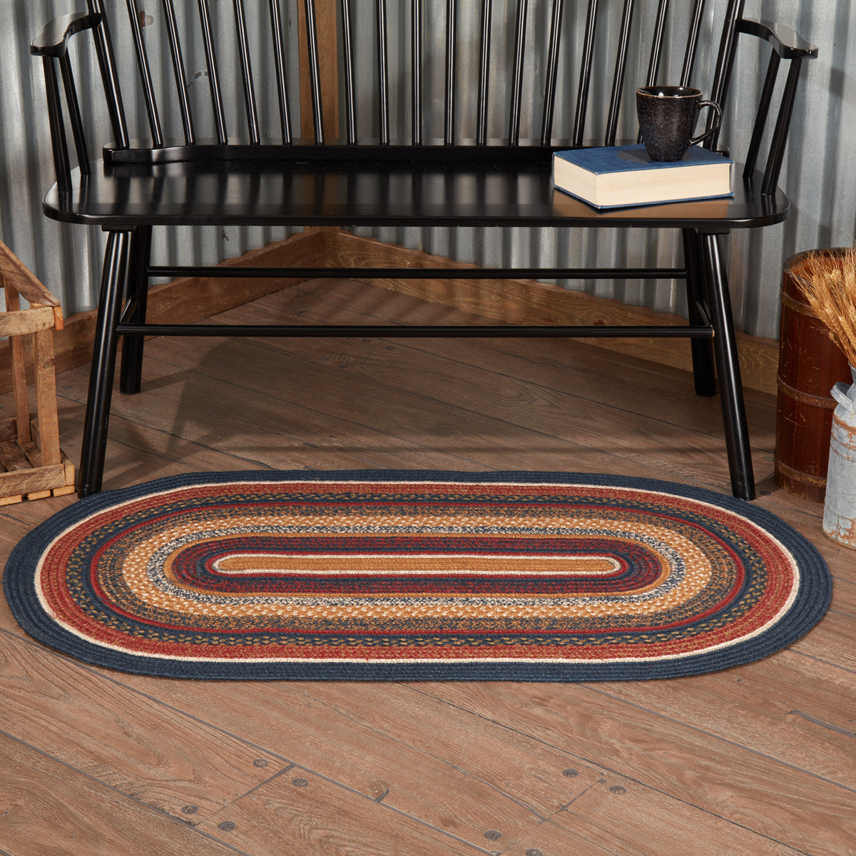VHC Brands Braided Rug - Kaila Jute Rug Oval with Pad 27x48