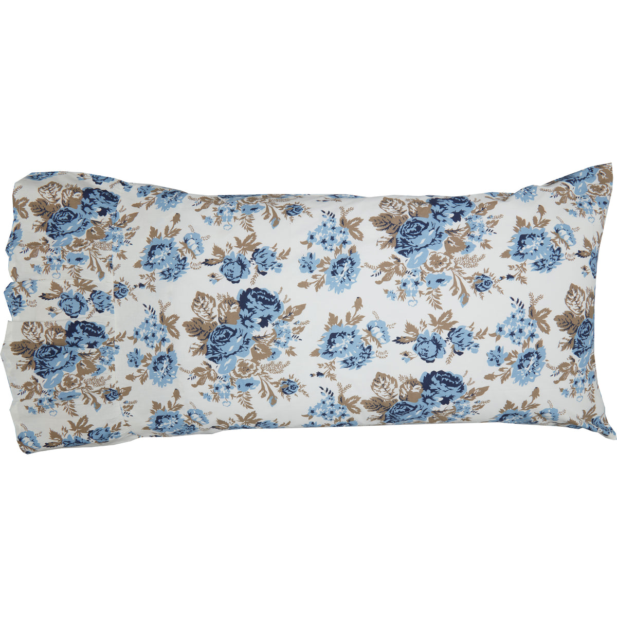 Annie Blue Floral Ruffled King Pillow Case Set of 2 21x36+8