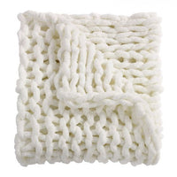 Chenille Chunky Knit Throw ~ Ivory
