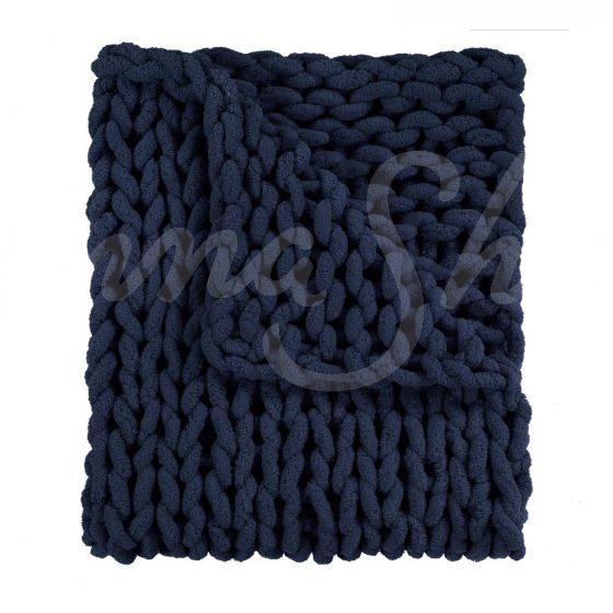 Chenille Chunky Knit Throw ~ Navy