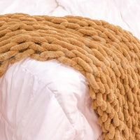 Chenille Chunky Knit Throw ~ Gold